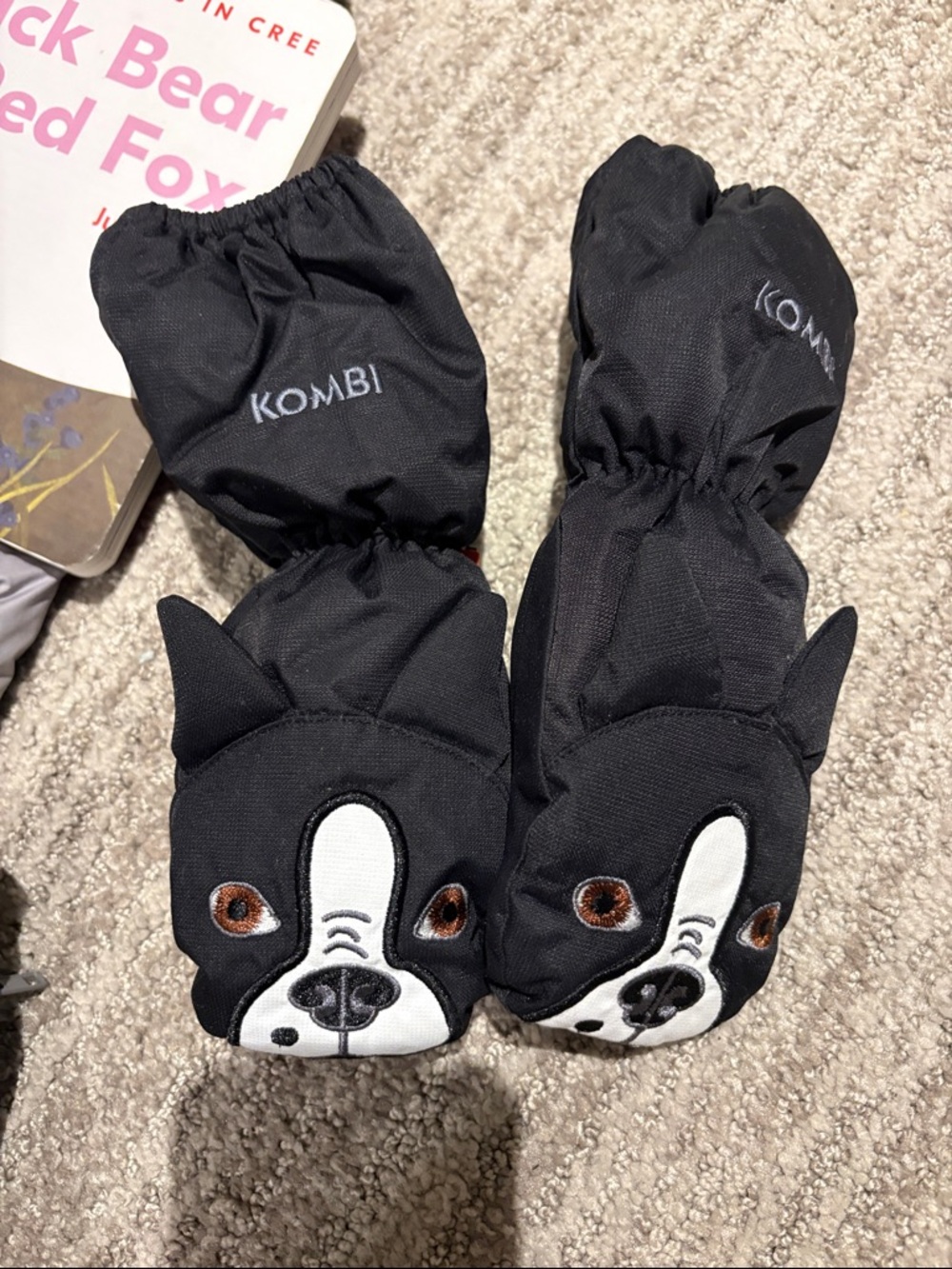 Kombi Kids Black Boston Terrier Mittens